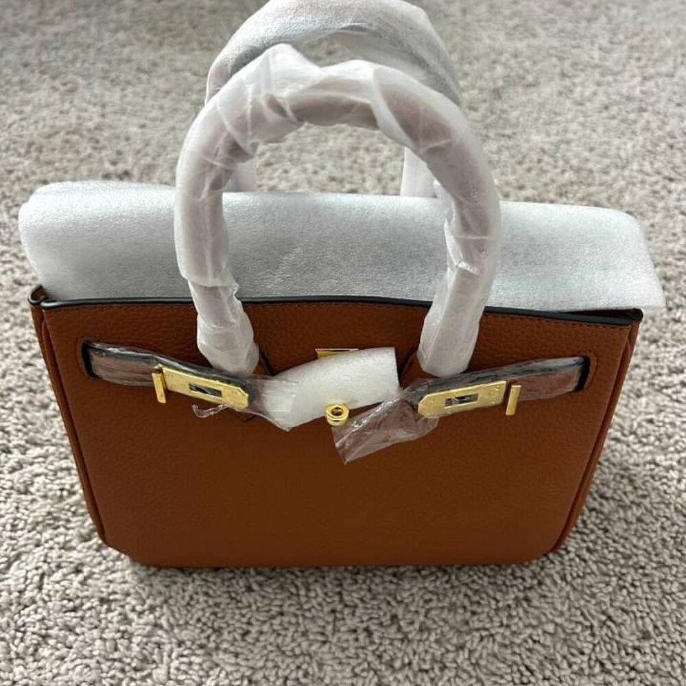 FIRKIN Chic Mocha Tan Leather Handbag Tote Satchel BN